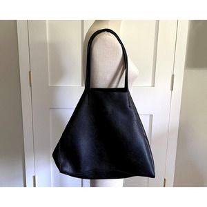 Black Pebbled Leather Hobo Bag with Attached Wallet or Makeup Case